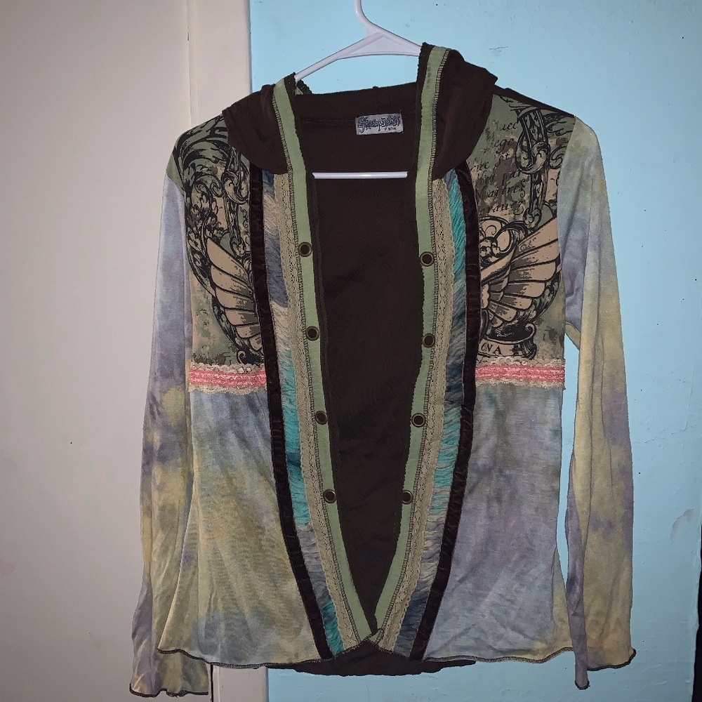 Gypsy Daisy Brown and Green Medium Cardigan